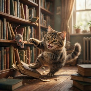 Cat in Library