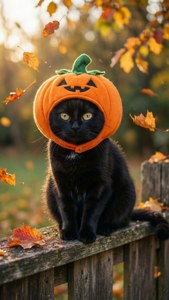 Cat in Pumpkin Hat