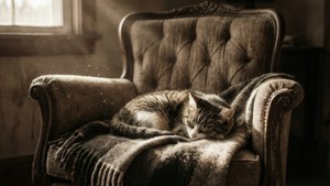 Cat in Sunbeam Armchair