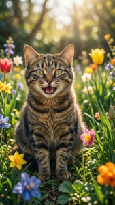 Cat in the Spring Garden
