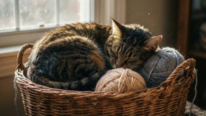 Cat in Yarn Basket