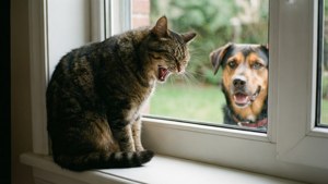 Cat Laughing at Dog