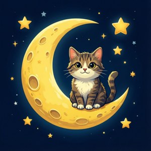 Cat Moon Vector