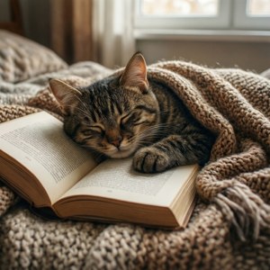 Cat Nap and Book