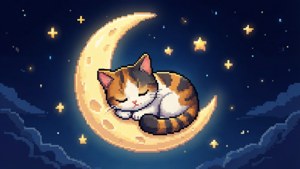 Cat on Crescent Moon