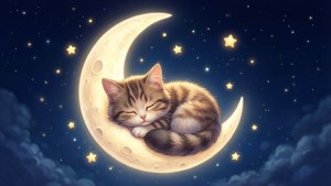 Cat on Crescent Moon