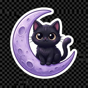 Cat on Moon Sticker
