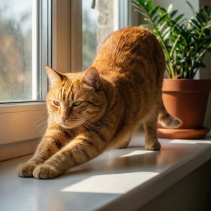 Cat Stretching Morning