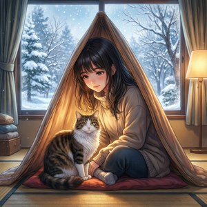 Cat Under Kotatsu Winter