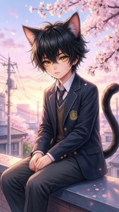 Catboy Under Sakura
