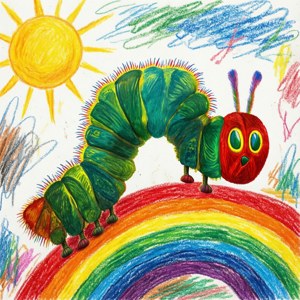 Caterpillar Crayon Art