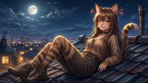 Catgirl on Roof