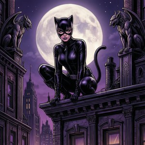 Catwoman Moonlit Roof
