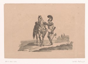 Cavalerist bestijgt een paard
