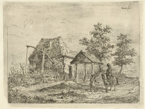 Cavalerist bij boerderij