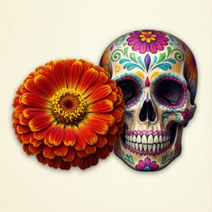 Cempasuchil and Sugar Skull