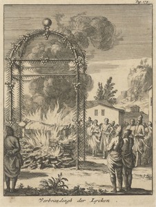 Ceremoniële crematie te Ceylon