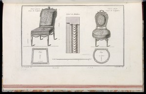 Chaise quarrée Ornée de Sculptures [et] Chaise Ovale Ornée de Sculptures