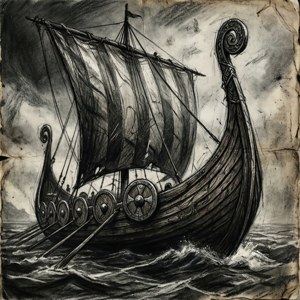 Charcoal Viking Ship