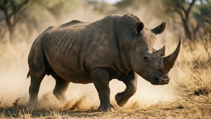 Charging Rhino Action