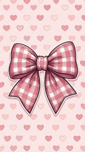 Checkered Pink Kawaii Bow