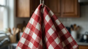 Checkered Tea Towel Hanging