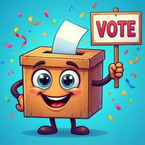 Cheerful Cartoon Ballot Box