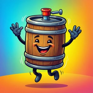 Cheerful Cartoon Keg