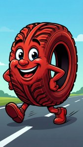 Cheerful Cartoon Tire