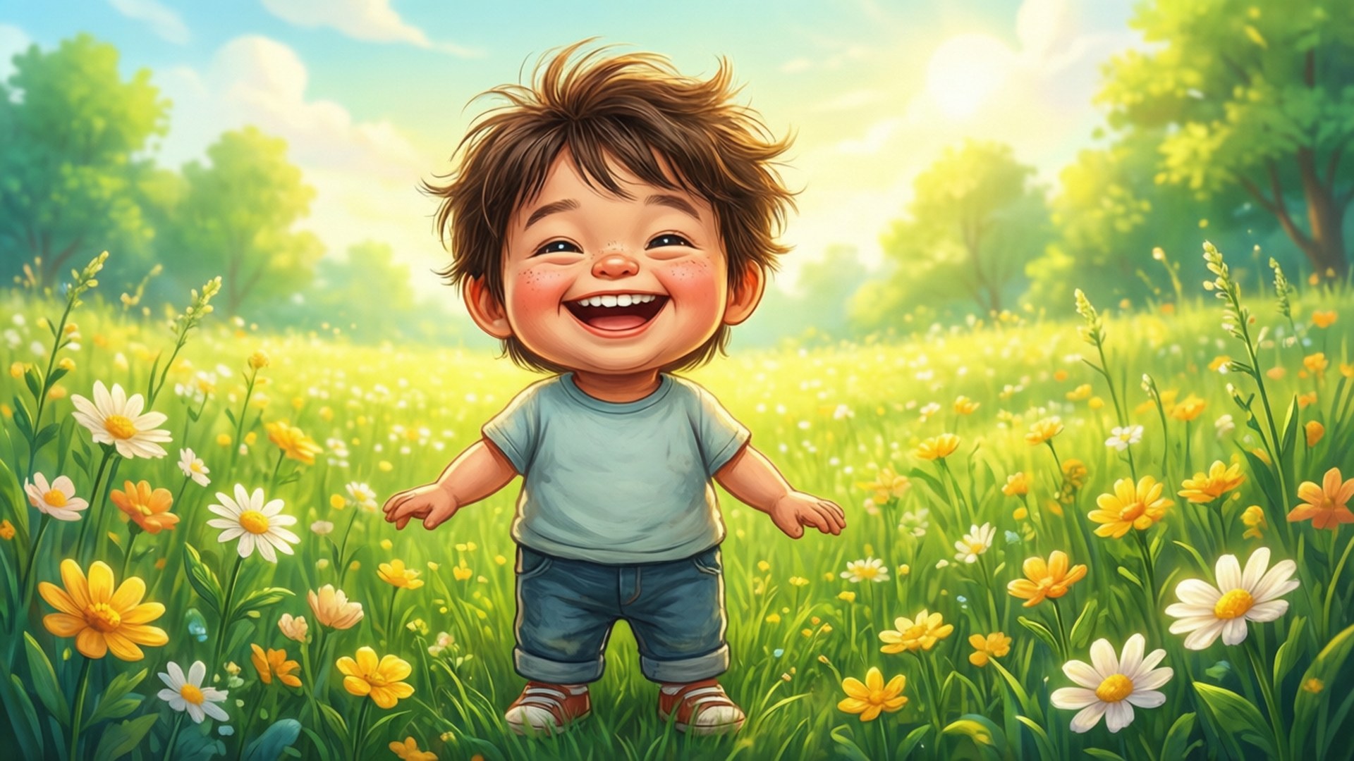 Cheerful Flower Field by Wallpapers.art Studio