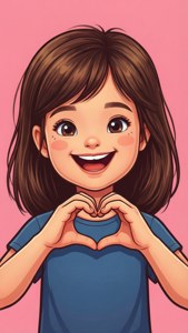Cheerful Girl Heart Hands