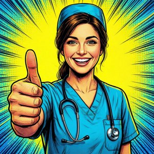 Cheerful Nurse Thumbs Up