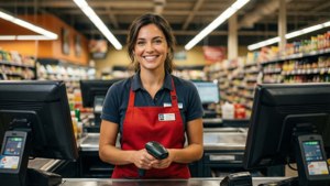 Cheerful Supermarket Cashier