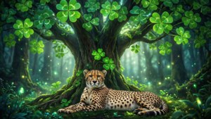 Cheetah Under Shamrock Tree