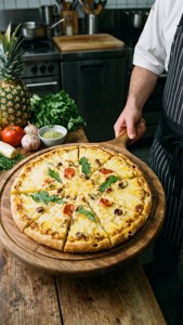 Chef Presenting Pineapple Pizza