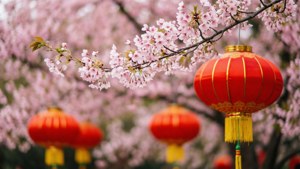 Cherry Blossom and Lanterns