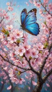 Cherry Blossom Blue Wing