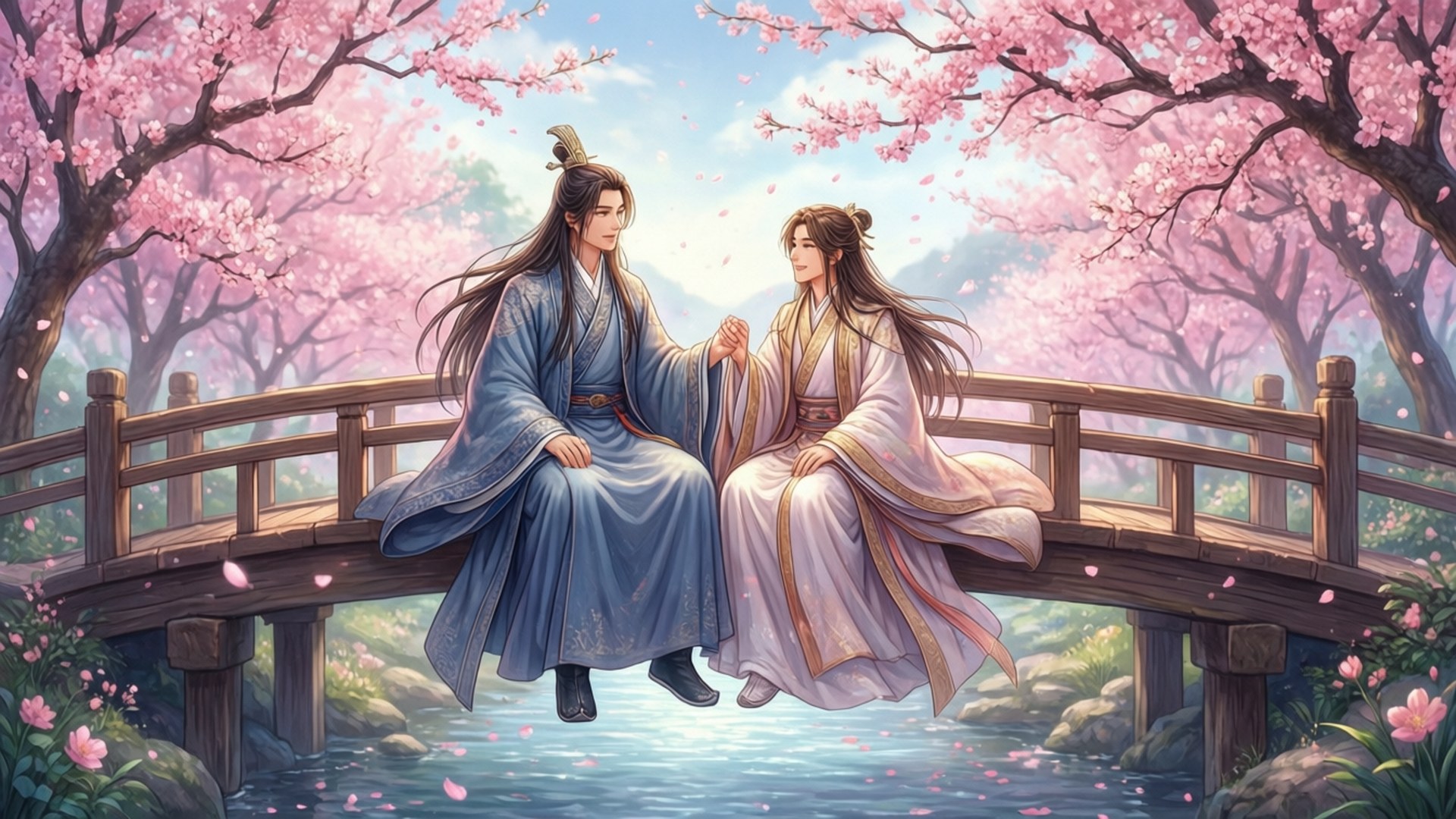 Cherry Blossom Bridge by Wallpapers.art Studio