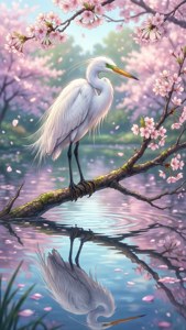 Cherry Blossom Egret