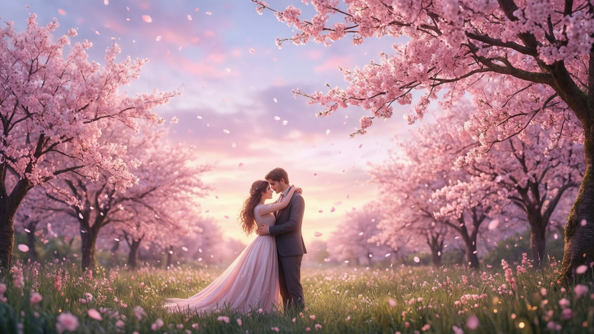 Cherry Blossom Embrace by Wallpapers.art Studio