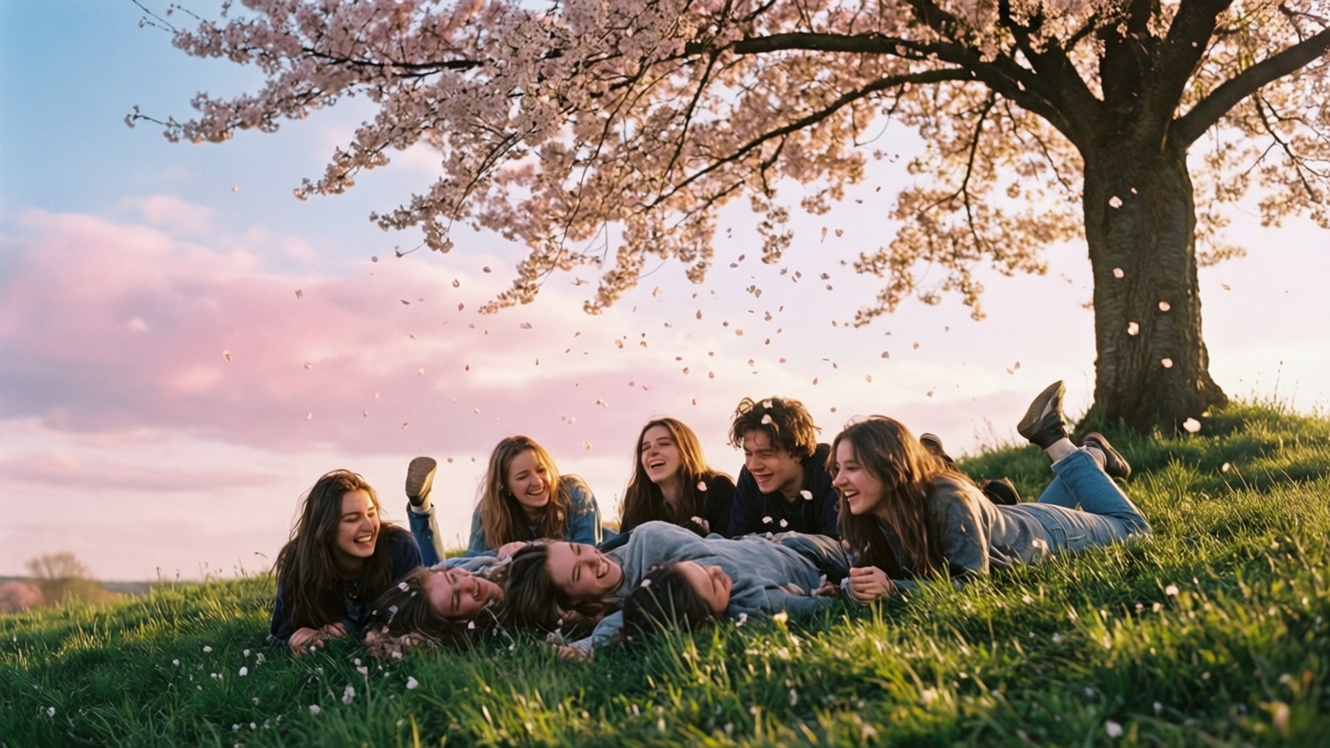 Cherry Blossom Friends by Wallpapers.art Studio