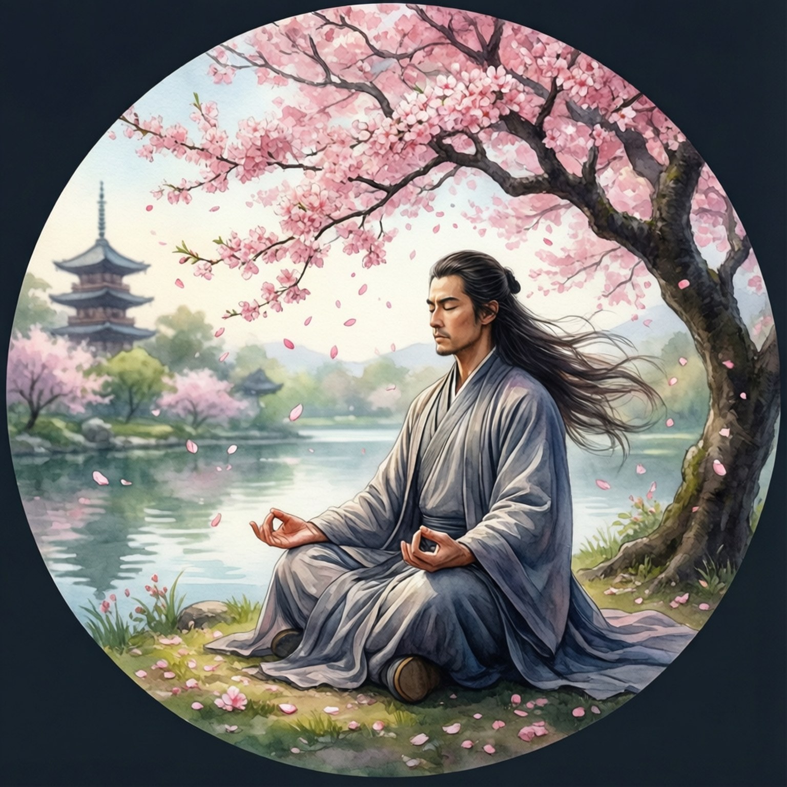 Cherry Blossom Meditation by Wallpapers.art Studio