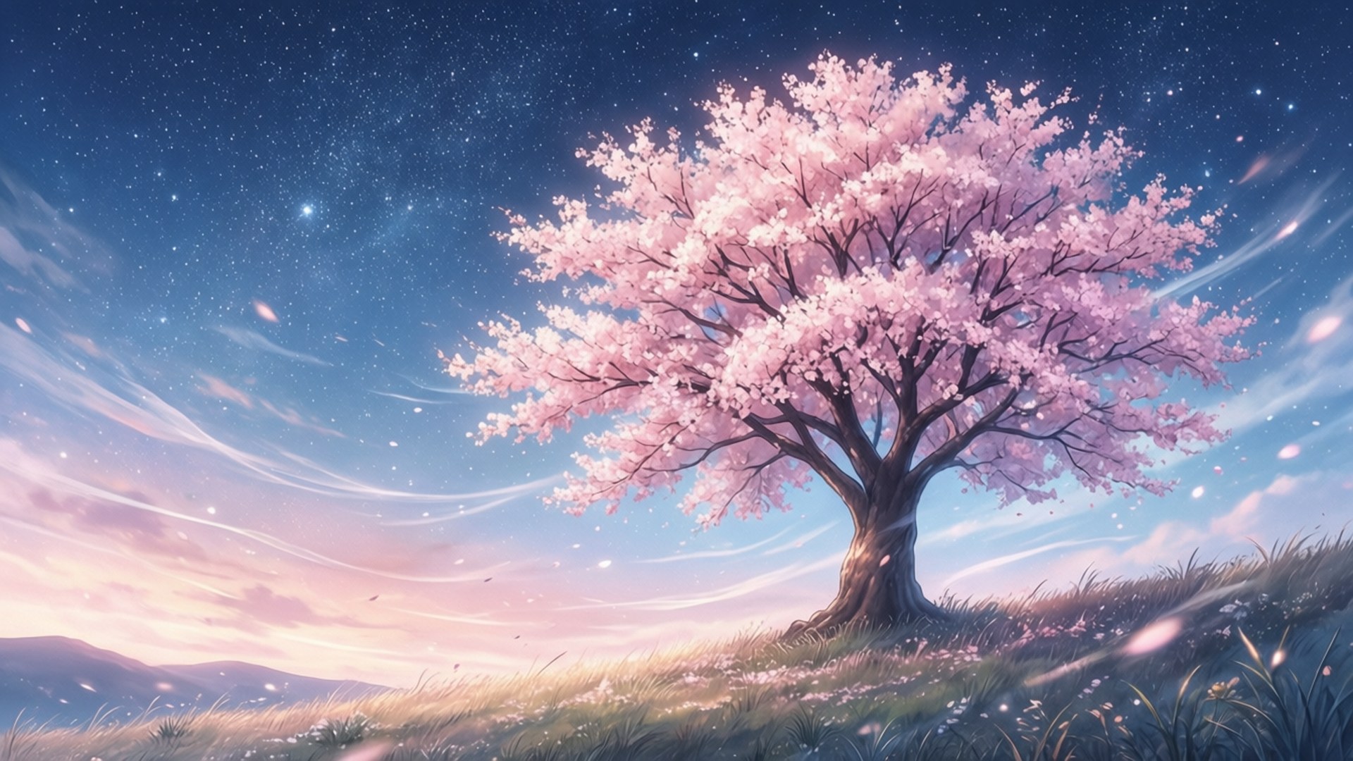 Cherry Blossom Night by Wallpapers.art Studio