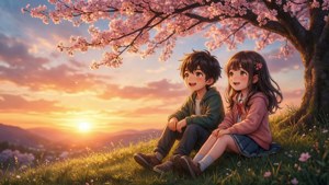 Cherry Blossom Sunset Kids