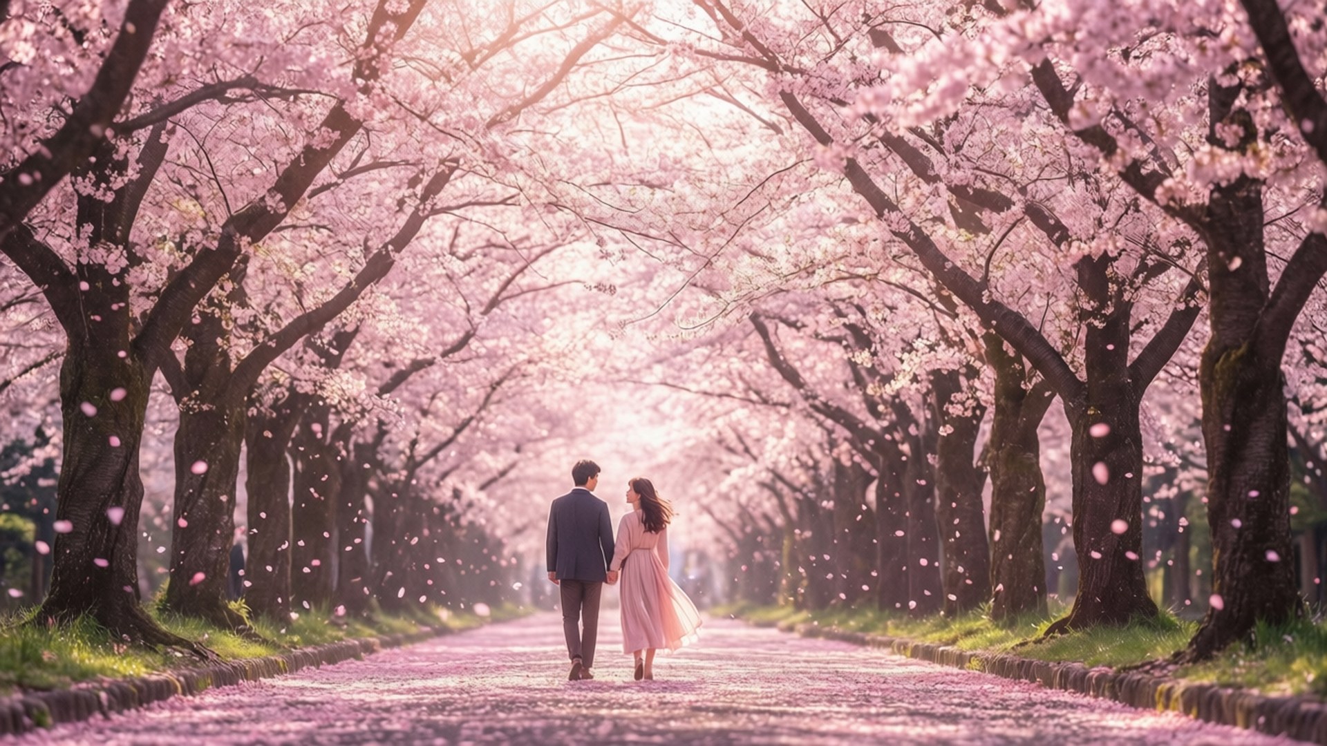 Cherry Blossom Walk by Wallpapers.art Studio