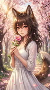 Cherry Blossom Wolf Girl