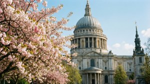 Cherry Blossoms and Cathedral