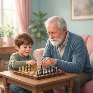 Chess Time Grandpa Grandson