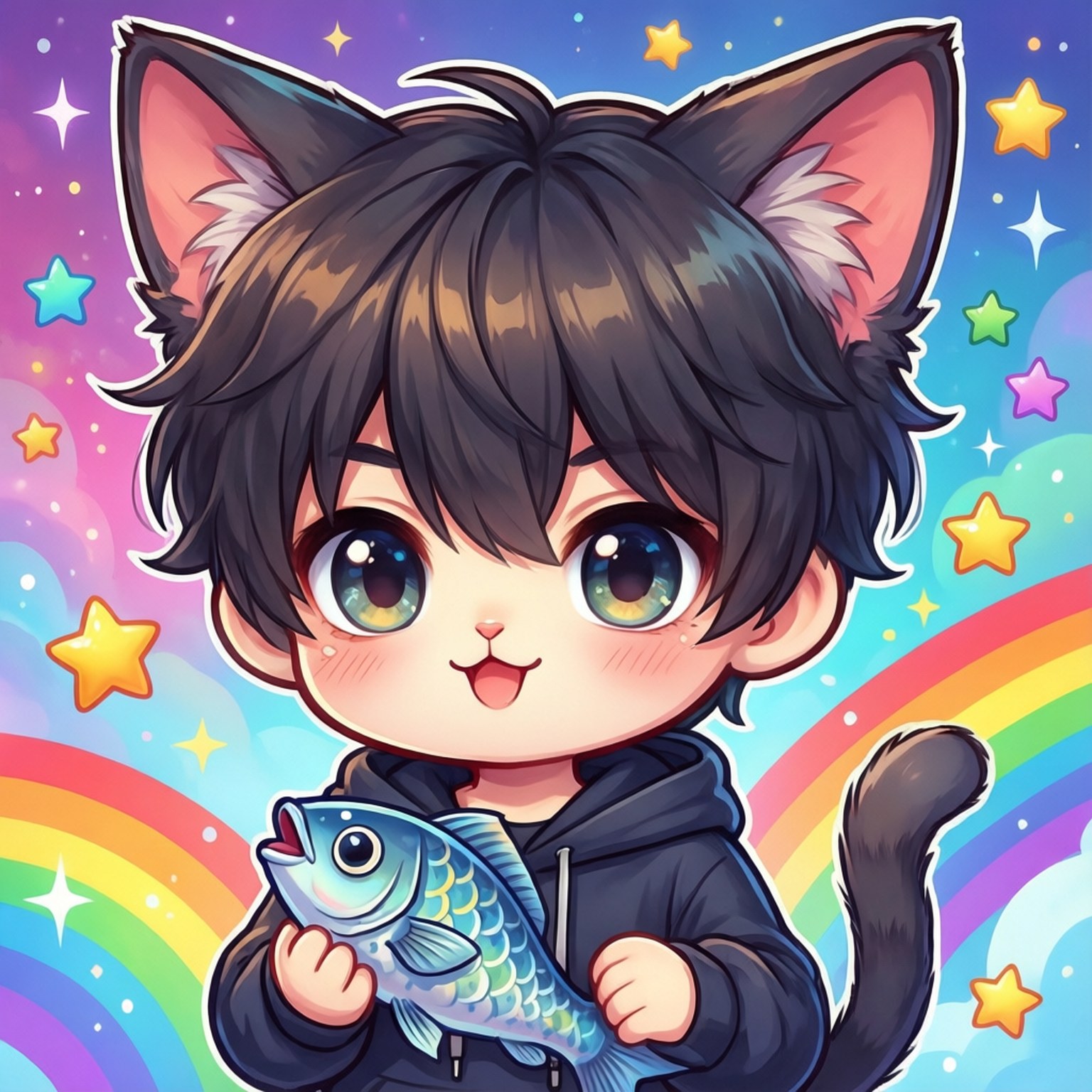 Chibi Catboy Fun by Wallpapers.art Studio