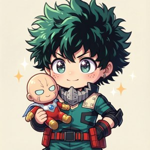 Chibi Deku and All Might